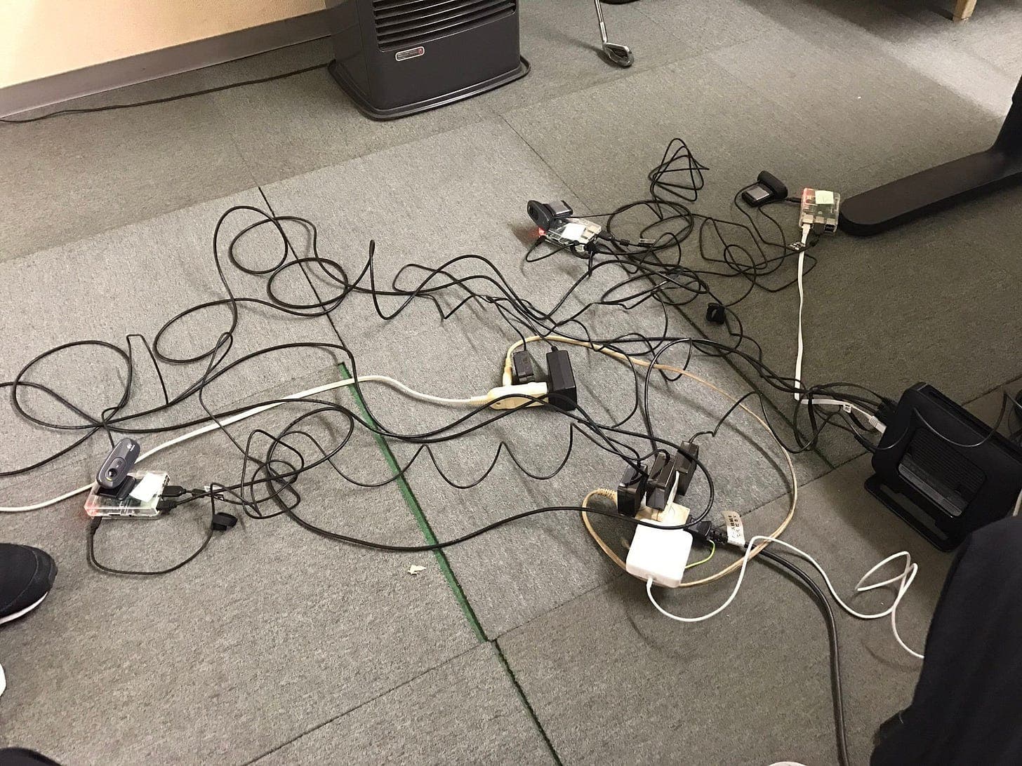 The security cameras I set up one by one, sleeping over at the office